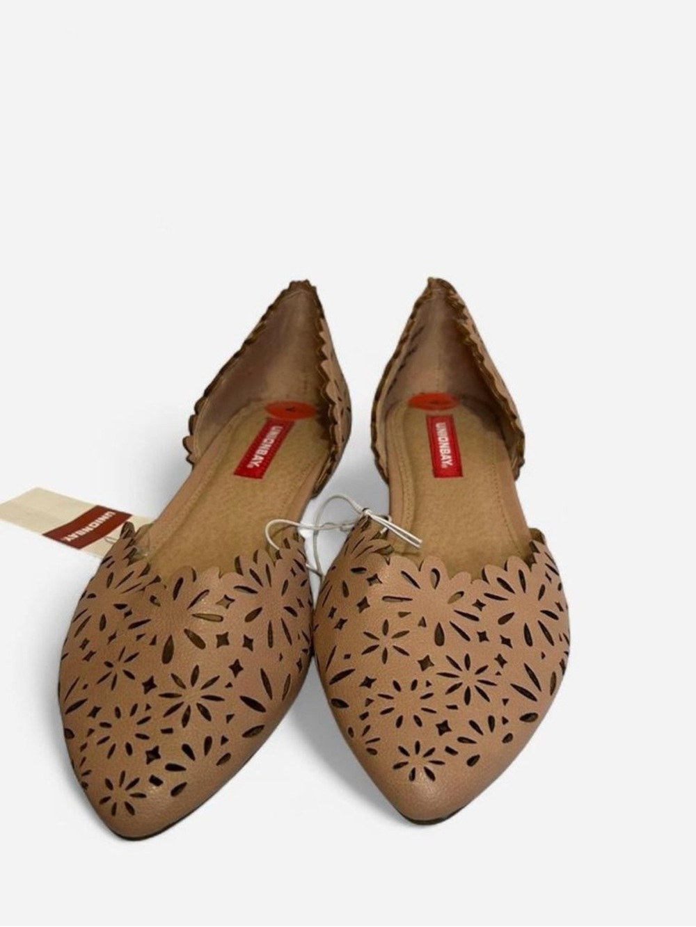 UNIONBAY Women's Laser-Cut Tan Pointed Flats